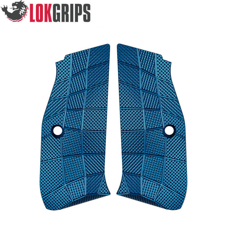 CZ 75 P-01, CZ 75 Compact plaquettes de poignée alu | Gridlok bleu