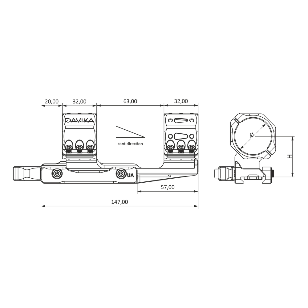30 mm montage de lunette cantilever | Base Picatinny QD Ergo